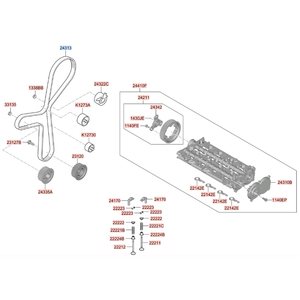 Maintenance Essential Kit de chaîne de distribution de moteur automobile Courroie nervurée en V 24350-2U000 pour Hyundai <span class=keywords><strong>Kia</strong></span> SPORTAGE RIO Entretien du moteur de véhicule - Product Image 2