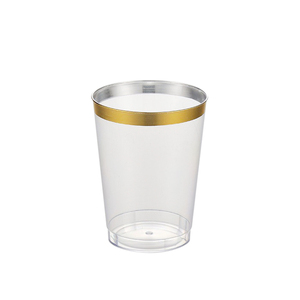 5oz Clear PS Plastic Stemless <span class=keywords><strong>para</strong></span> copas de champán con borde dorado <span class=keywords><strong>Vasos</strong></span> de cóctel desechables <span class=keywords><strong>para</strong></span> fiestas, bodas y eventos - Product Image 2