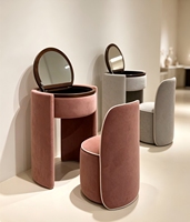 Ensemble coiffeuse avec miroir rabattable, table de toilette avec rangement dissimulé et tabouret, bureau cosmétique minimaliste pour chambre à coucher, OEM, vente en gros
