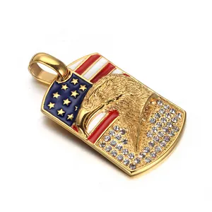 Dogtag Copper Personalised Square American Flag Brass Dog Tag/dogtag Copper