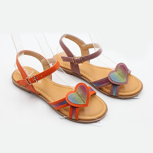 Estate piccole grandi ragazze sandali Casual Open-toe Glitter pesca cuore abito da principessa <span class=keywords><strong>scarpe</strong></span> <span class=keywords><strong>con</strong></span> fibbia regolabile - Product Image 1