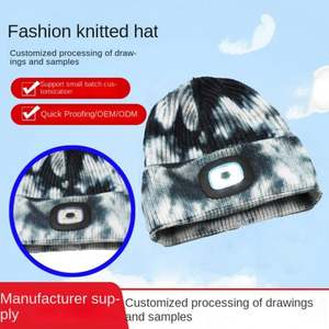 Nouveau design 2026 – Bonnet d'hiver épais tie-dye pour course nocturne en extérieur avec lumières LED - Product Image 2