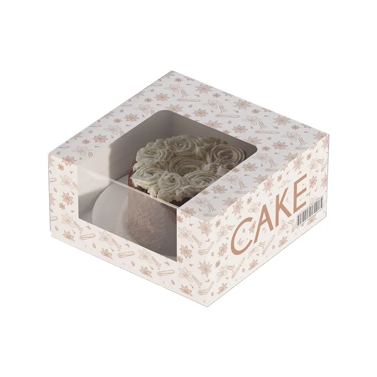 ケーキ用プラスチック蓋付きムーンケーキ用スクエアパーソナライズされたケーキペーパーボックス8インチ