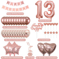 Kit de Décoration de Fête d'Anniversaire Or Rose 11/12/13 Ans – Ballons Chiffres en Aluminium pour Scène Festive