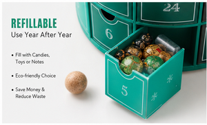 Custom Green Circular Advent <b>Calendar</b> Box with Snow Globe 24 Drawers Rigid Cardboard Christmas Blind Box Mystery Packaging - Product Image 2