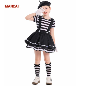 Costume da Mimo Artistico per Bambini, Travestimento da Clown per Halloween, Abito da Principessa per Ragazze, Vestito per Spettacoli Teatrali, Abbigliamento per Feste di Carnevale - Product Image 1