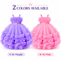 Robe de princesse tutu pour petites filles, rose et violette, robe de bal pour enfants, robe de soirée formelle en tulle à volants pour anniversaire, vente en gros