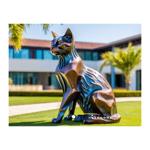 Adornos de jardín de metal Escultura de gato Estatua de gato artesanal de bronce Estatua de animales domésticos de tamaño natural Estatua de latón - Product Image 2