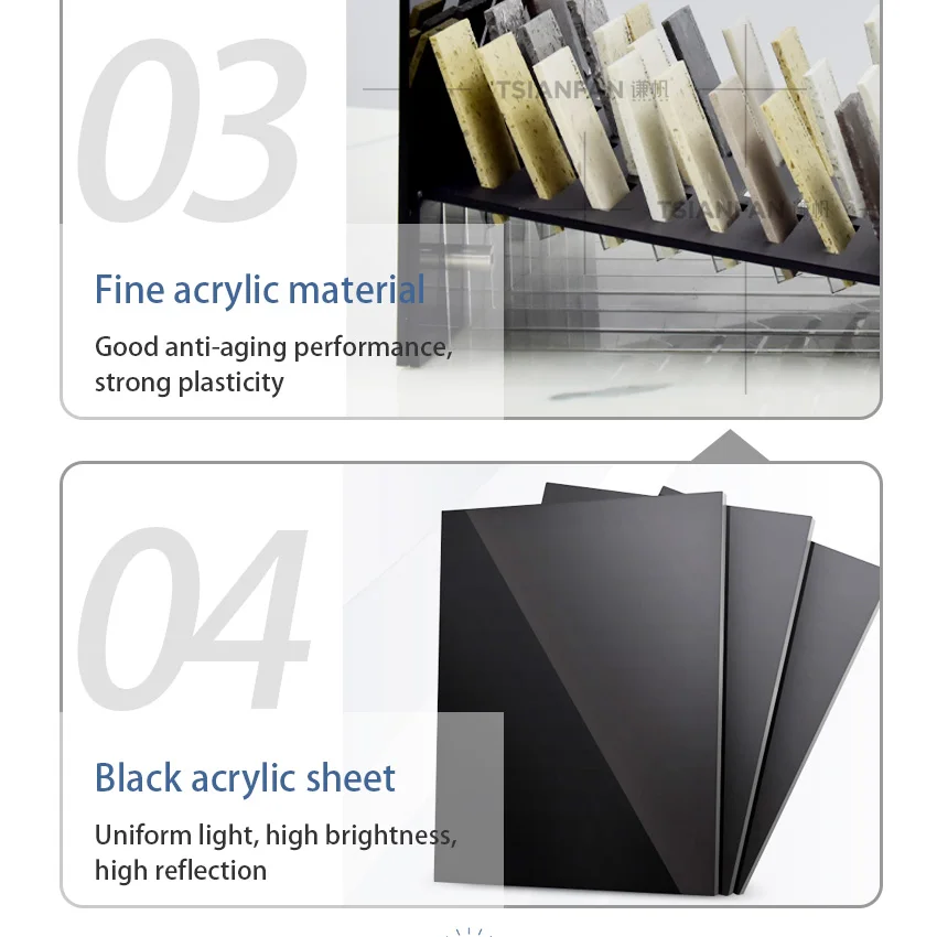 New Design Factory Countertop Mosaic Metal Granite Acrylic Stand Marble Of Showroom Rack Ceramic Black Tile Display Table Stone