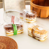 Boîte en plastique transparente jetable de qualité alimentaire, incassable, pour sandwichs, pains, mousses, gâteaux, yaourts, glaces, avec cuillère