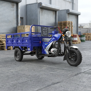 Triciclo de Carga de Gasolina Azul de Tres Ruedas con Plataforma Abierta, Motocicleta de Transporte de Alta Resistencia para Uso Agrícola - Product Image 4