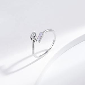 Bague ouverte simple en argent sterling 925 plaqué or 14 carats, motif trèfle, pour femme, style empilable, prix usine - Product Image 1