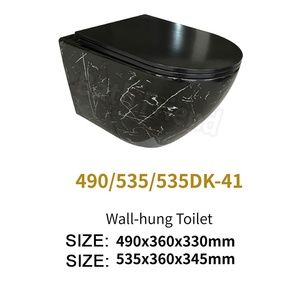 WC mural haut de gamme en céramique colorée, motif marbre noir mat vert émeraude veiné or, pour <span class=keywords><strong>décoration</strong></span> artistique - Product Image 3