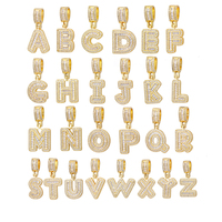 LUOYUNE OEM&ODM Pendentifs Breloques pour Colliers, Plaqué Or 18K, Laiton Personnalisé, Zircon, Style Hiphop, Unisexe, Forme Lettre, Cadeau/Fête