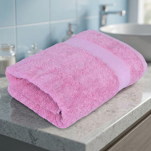 Pink Terry Cloth Disposable Cooling Eco-Friendly Bath Towel Solid Color Rectangle Woven for Home <b>Bathroom</b> Use Adult Size - Product Image 1