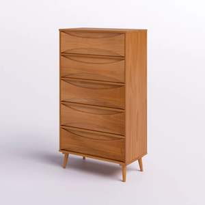 Armadietto della credenza in legno organizer cassettiera di 5 cassetti Vintage in legno massello di Teak fatto a mano con colori naturali armadi da soggiorno - Product Image 2