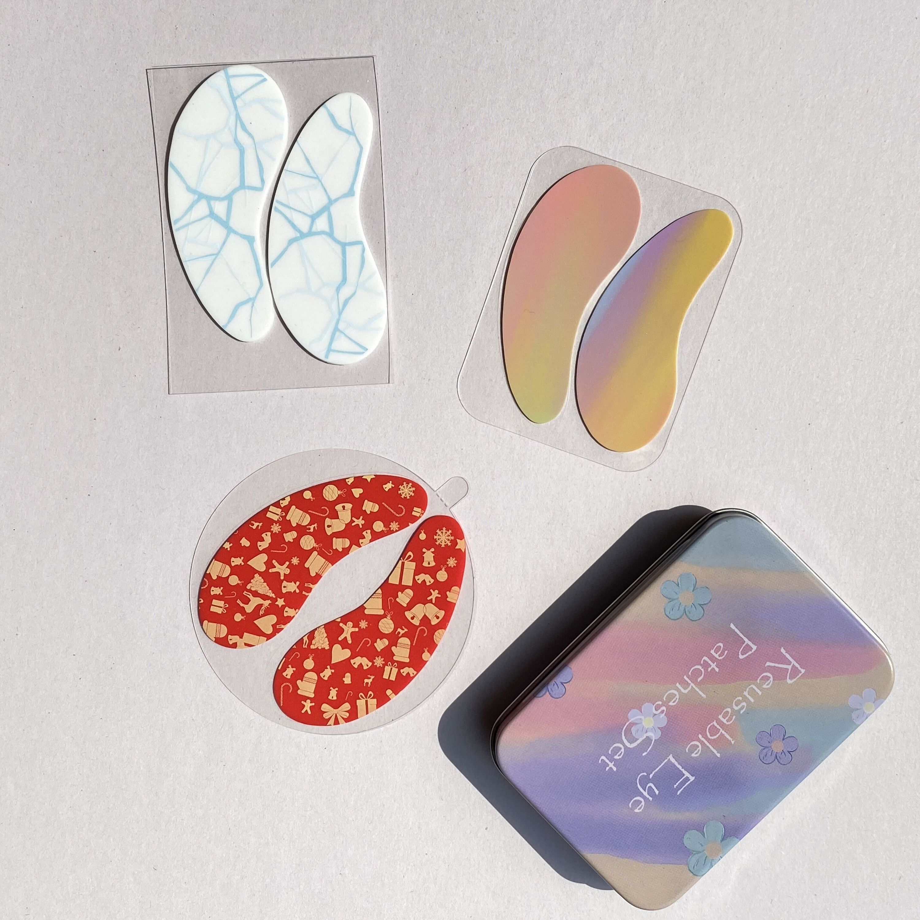 Custom Logo Printed Eye Gel Patches No Glue Reusable Silicone Eye Mask For Dry Skin Wrinkles Home Spa Beauty Gift