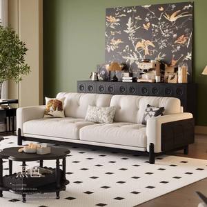 Sofá moderno minimalista de pana con relleno de espuma y capitoné de una línea para sala de estar - Product Image 3