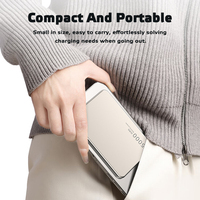 Batterie externe magnétique ultra-fine 5000 mAh en alliage d'aluminium, charge rapide, chargeur portable sans fil avec fonction support