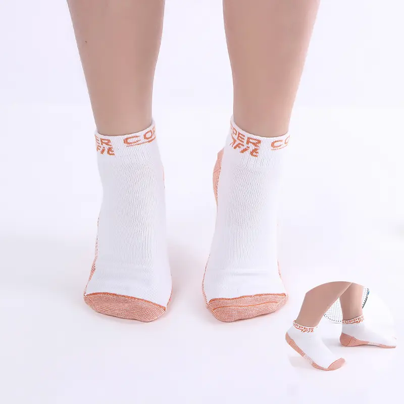 Custom Cheap Soft Cotton White Men Ankle Copper Socks Toe Breathable Diabetic Socks With Cushion