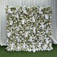 L-FW103 mariage artificiel noir 5d fleur mur toile de fond 8ft X 8ft fleur panneaux muraux enrouler fleur décoration murale pour mariage