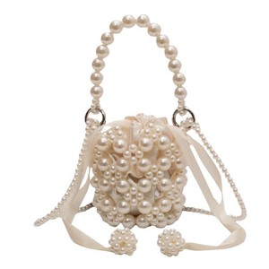 Tas Manik-Manik Buatan Tangan untuk Wanita, Tas Tangan Mini Mutiara Modis dengan Pegangan, Tas Wanita - Product Image 5