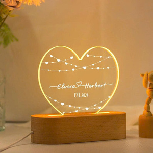 Lámpara de Corazón de Acrílico Personalizada con Nombres Grabados, Decoración de Dormitorio de Lujo, Regalo Único para Boda, Compromiso o Aniversario - Product Image 4