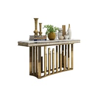 Table d'entrée minimaliste de luxe en marbre, étagère de rangement en acier inoxydable pour l'entrée, séparation de salon, table d'entrée