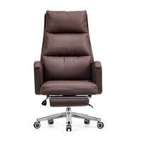Chaise de bureau de direction haut de gamme en cuir, inclinable et réglable, ergonomique, avec base à cinq étoiles et pieds en acier inoxydable