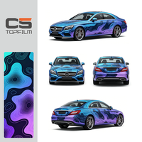 Vinilo Personalizado para Rotulación de Autos, Diseño Iridiscente en Degradado Azul Coral, para Mercedes-Benz CLS, Cambio de Color Completo