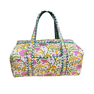 Large travel Cotton Quilted duffle bag personalized overnight carryall spacious weekender tote luggage companion getaway <b>handbag</b> - Product Image 1