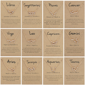 Beliebte Kristall 12 Zodiac Gold Silber Halsketten Anhänger Halsreif für Frauen Langkettige Schmuck Geschenk - Product Image 2