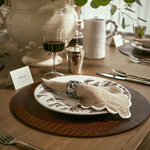 Napperons de mariage à bords festonnés, serviettes en lin pur, monogramme brodé sur mesure, bord vert bleu, serviette en lin - Product Image 4