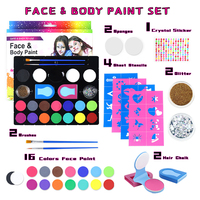 GP Vente flash 16 couleurs Peinture pour le visage et le corps non toxique pour le sport et les fêtes Ensemble professionnel de peinture pour le visage multicolores Kit de peinture pour le visage pour enfants