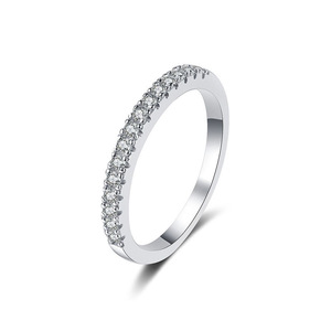 Anillo de Plata Chapada con Incrustaciones de Moissanita de 0.22 Ct, Engaste Pavé, Forma Geométrica, para Mujer, Elegante, Simple, Versátil, para Uso Diario - Product Image 6