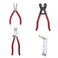 Ensemble d'outils de coupe pour verre en acier avec sac à fermeture éclair en cuir comprenant une pince coupante pour verre d'alimentation en huile