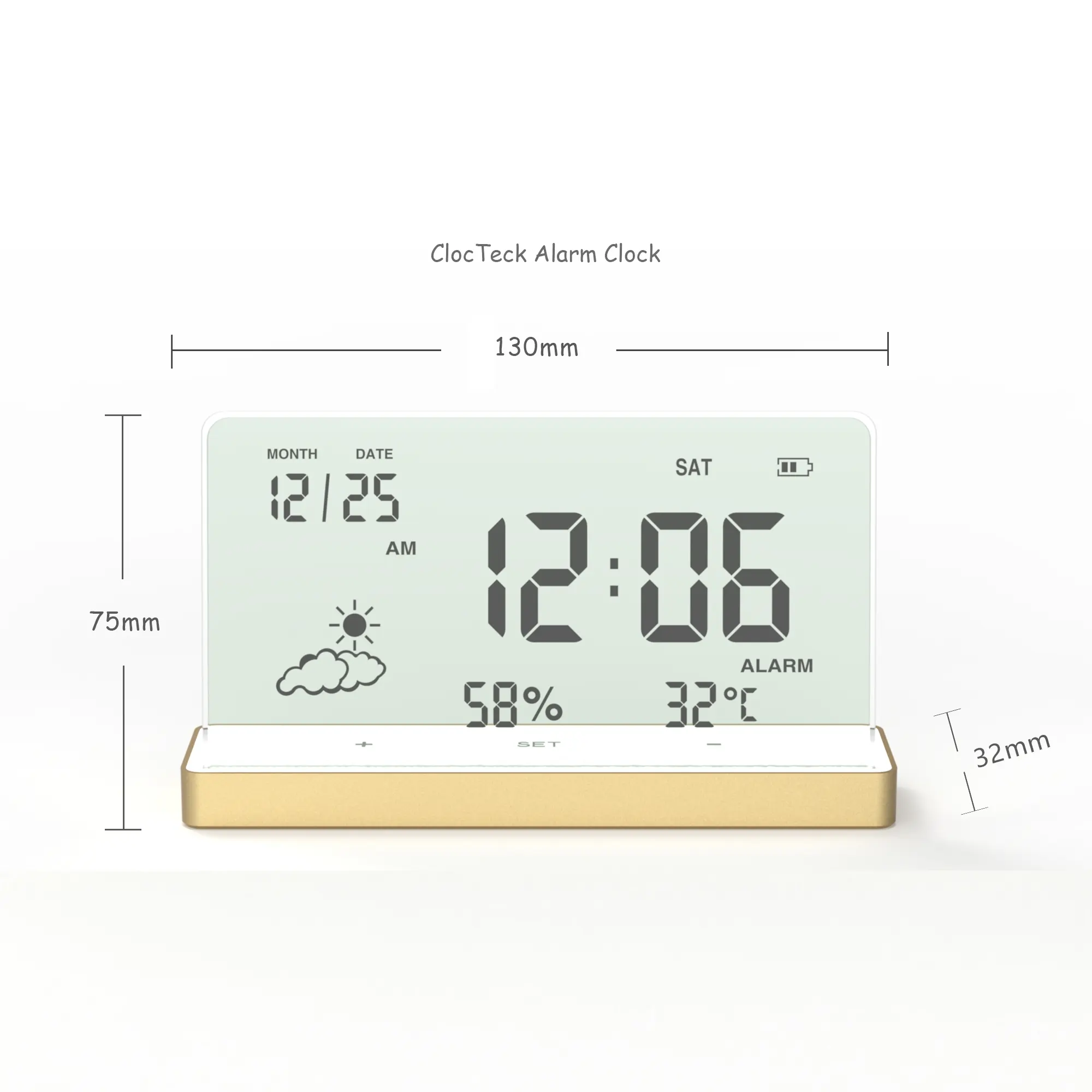 Eenvoudige Digitale Transparante Lcd Wekker Met Weersvoorspelling En Thermometer