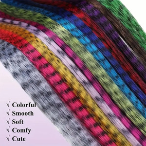 ต่อผมลายเสือดาวแบบไขว้เส้นใยทนความร้อนสูง สีสันสดใส ลายทางเหลือบรุ้ง ยาวตรง - Product Image 4