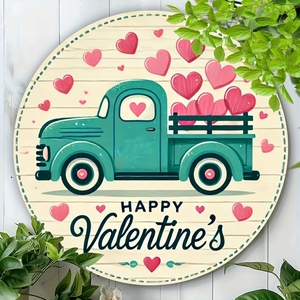 American Country Style Valentines Day Series Wooden Decorative Door Sign Round Logo Hanging Plaque <b>for</b> Wall Decoration - Product Image 4