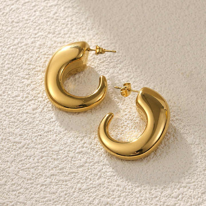 Chunky Teardrop Dangle Earrings 18k Gold Plated Jewelry