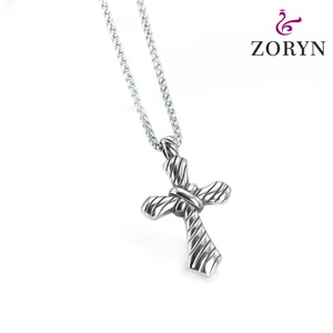 Colgante de Cruz de Cuerda Trenzada de Acero Inoxidable, Joyería Religiosa Cristiana Gótica Punk Vintage de Acero de Titanio para Hombres y Mujeres - Product Image 3