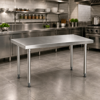 Mesa de Trabajo Comercial de Acero Inoxidable 304/201 con Estante para Horno de Pizza al Aire Libre, Cocina, Lavandería, Garaje