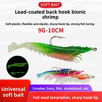 Leurre souple artificiel lumineux en PVC lesté au plomb, modèle crevette, 10 cm, 9 g, avec hameçons pour la pêche à la truite en rivière et en lac