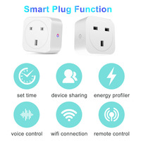Prise intelligente WiFi Tuya FY42 UK 16A avec moniteur d'énergie pour maison intelligente, blanche, résistante au feu