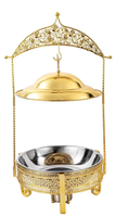 Matériel de restauration : Réchaud de buffet portable en acier inoxydable de qualité commerciale pour aliments chauds, 6L/8L, couleur or