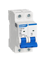Disjoncteur miniature CHINT NXB-63 2P C63 63A 400V AC 6kA sur rail DIN MCB IEC 60898-1