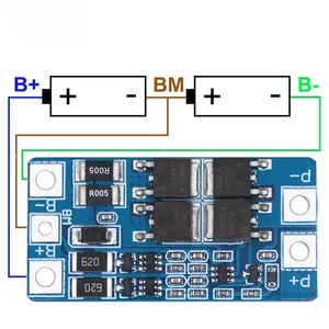 Plaque de protection BMS Li-ion 2S 12A 8.4V avec équilibrage pour deux batteries 18650, protection contre les surcharges/décharges, PCB - Product Image 2