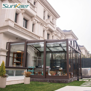 Terrazas Retráctiles Modernas en Forma de U para Jardín de Invierno, Invernaderos Prefabricados de Aluminio, Casas de Cristal con Forma Inclinada, Plegables y Deslizantes para Villas - Product Image 3