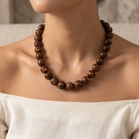 Collier en perles acryliques, couleurs d'automne, perles rondes, fermoir à griffe de homard plaqué or, bijoux cadeau pour femmes