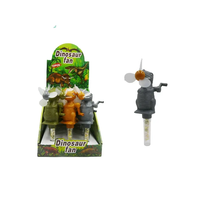 Tengrui fabrika doğrudan toptan dinozor el ile çalışan Fan şeker plastik Mini Fan şeker oyuncaklar çocuklar için